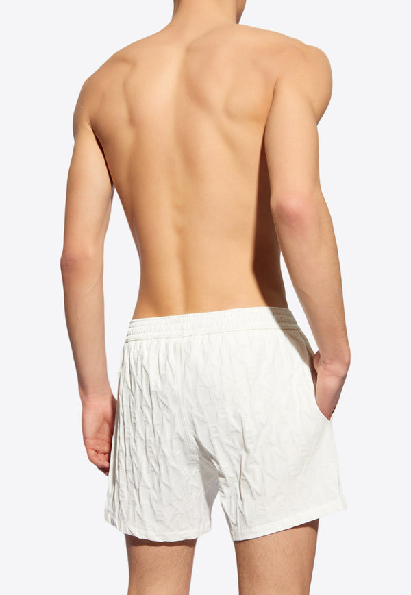 Balmain Embossed-Monogram Swim Shorts