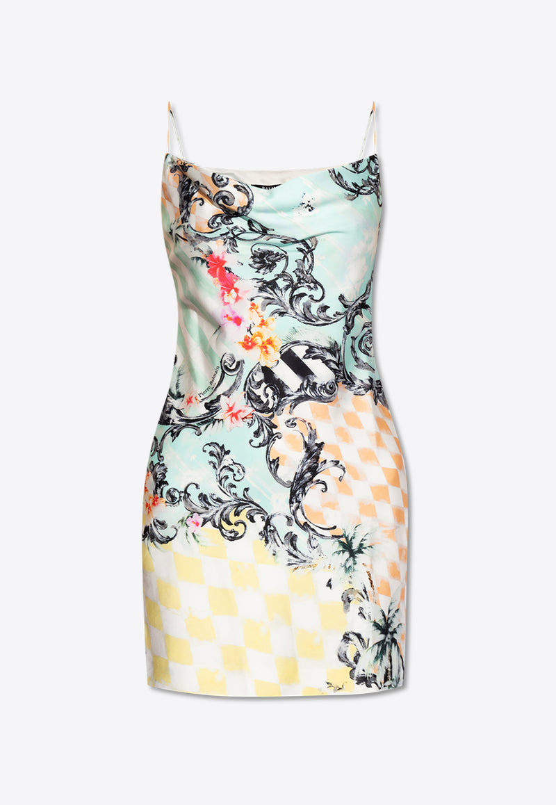 Balmain Baroque Print Sleeveless Mini Dress