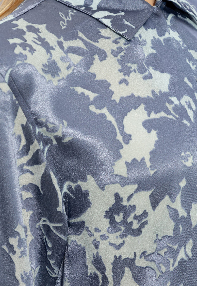 Kenzo Floral Print Short-Sleeved Shirt Blue FE52CH071 9JE-67