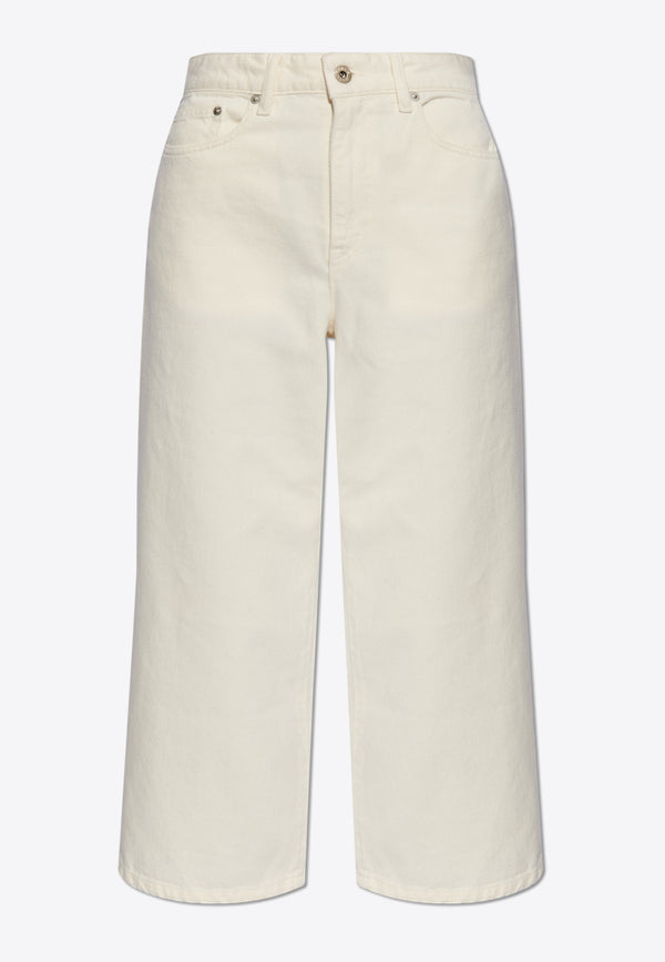 Kenzo High-Waist Cropped Jeans White FE52DP223 6W4-WT