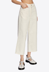 Kenzo High-Waist Cropped Jeans White FE52DP223 6W4-WT