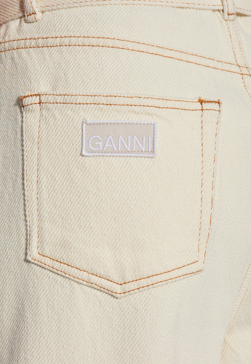 GANNI High-Waist Belted Jeans Cream J1431 6658-135