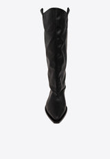 GANNI Western Loose Knee-High Tubular Boots Black S2562 4911-099