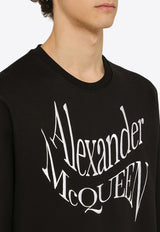 Alexander McQueen Warped Logo Crewneck Sweatshirt Black 781879QXAAM/O_ALEXQ-1000
