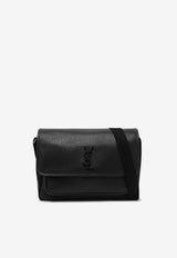 Saint Laurent Niki Hammered Leather Messenger Bag Black 781935AAC8O/R_YSL-1000