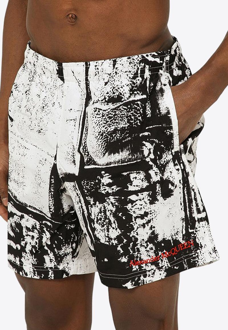Alexander McQueen Abstract Print Swim Shorts Monochrome 7819754419Q/O_ALEXQ-9060