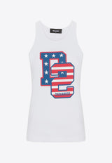 Dsquared2 Logo Flag Print Tank Top  White S75NL0041S24668_100