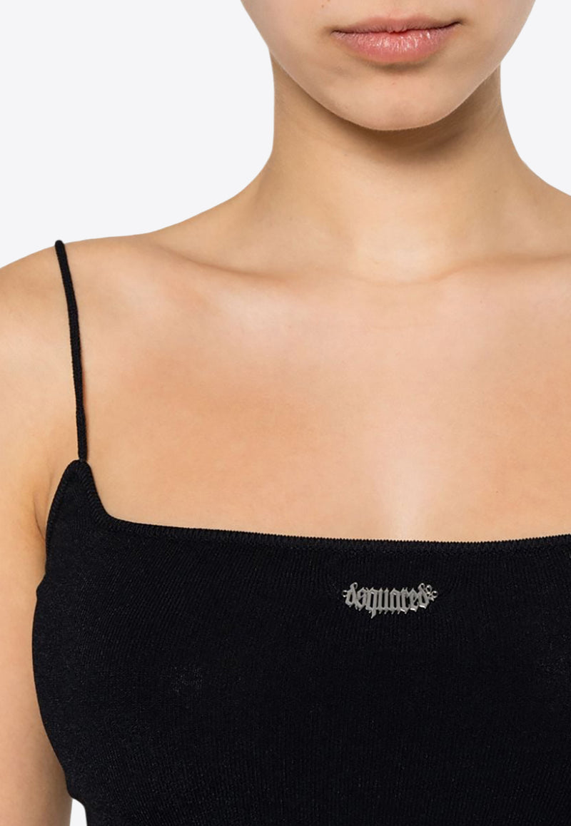 Dsquared2 Logo Plaque Knitted Cropped Top Black S75HA1263S18435_900