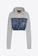 Dsquared2 Hybrid Denim Cool Fit Cropped Hoodie Denim S75GU0494STJ393_961