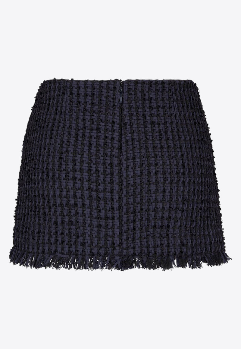 Dsquared2 Tweed Frayed-Hem Mini Skirt Navy S75MA0915S78504_524