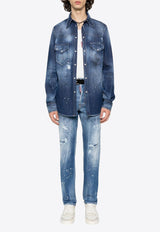 Dsquared2 Paint Splatter Denim Shirt Denim S74DM0795S30341_470