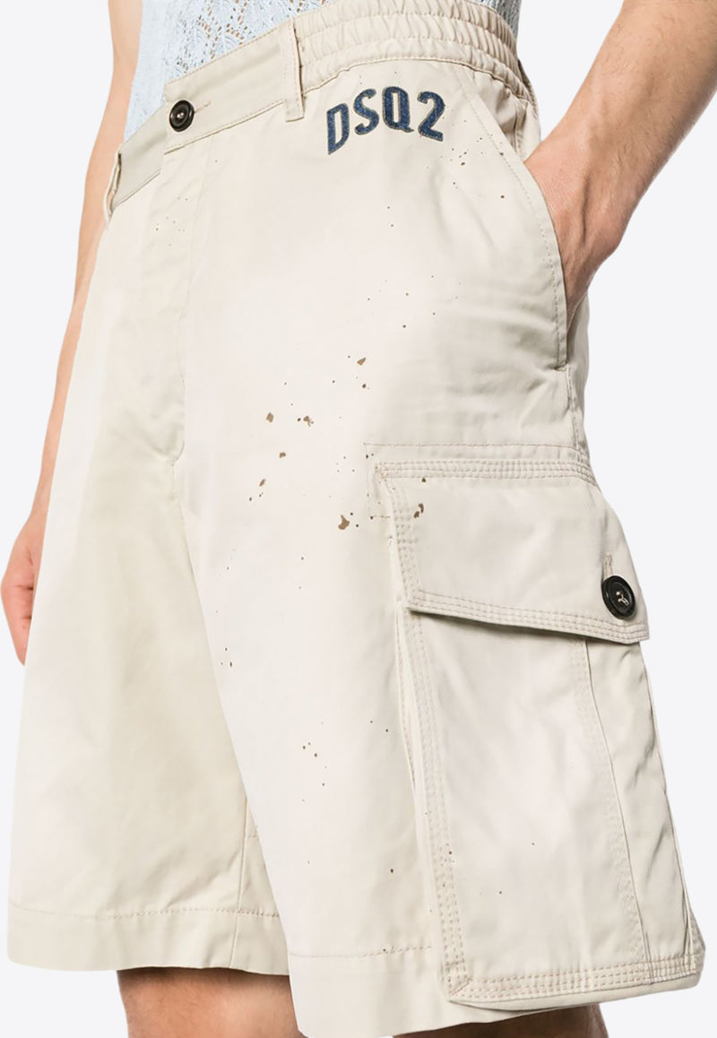 Dsquared2 Paint Splatter Cargo Shorts Beige S74MU0833S41794_806