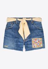 MC2 Saint Barth Libby Floral Patch Denim Shorts  Denim ARZ0001_01456F