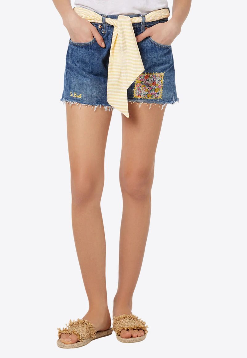 MC2 Saint Barth Libby Floral Patch Denim Shorts  Denim ARZ0001_01456F