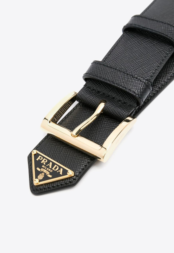 Prada Logo Plaque Leather Belt Black 1CC545053_F0002