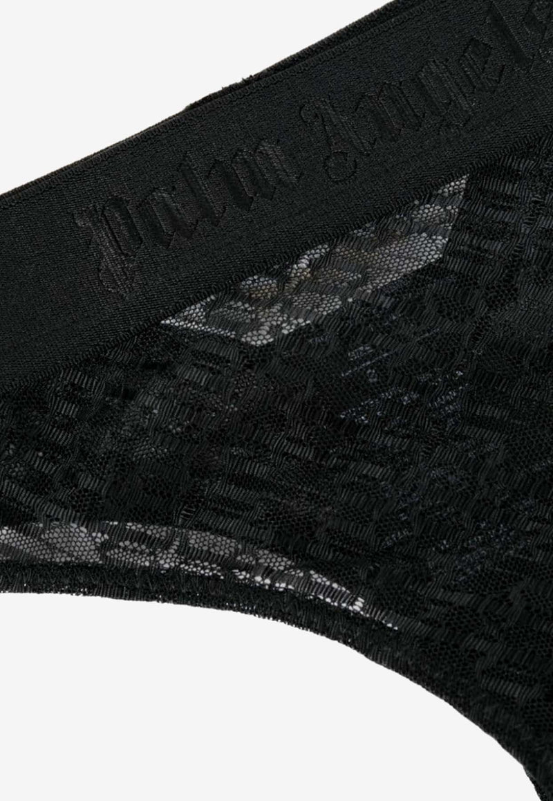 Palm Angels Logo Waistband Lace Thong Black PWUF008F23FAB001_1010