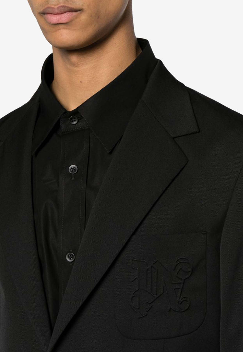 Palm Angels Single-Breasted Twill Blazer Black PMEN044R24FAB001_1010