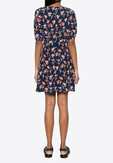 Paul Smith Abstract Print V-neck Mini Dress Navy W2R590DM31157_49