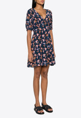 Paul Smith Abstract Print V-neck Mini Dress Navy W2R590DM31157_49