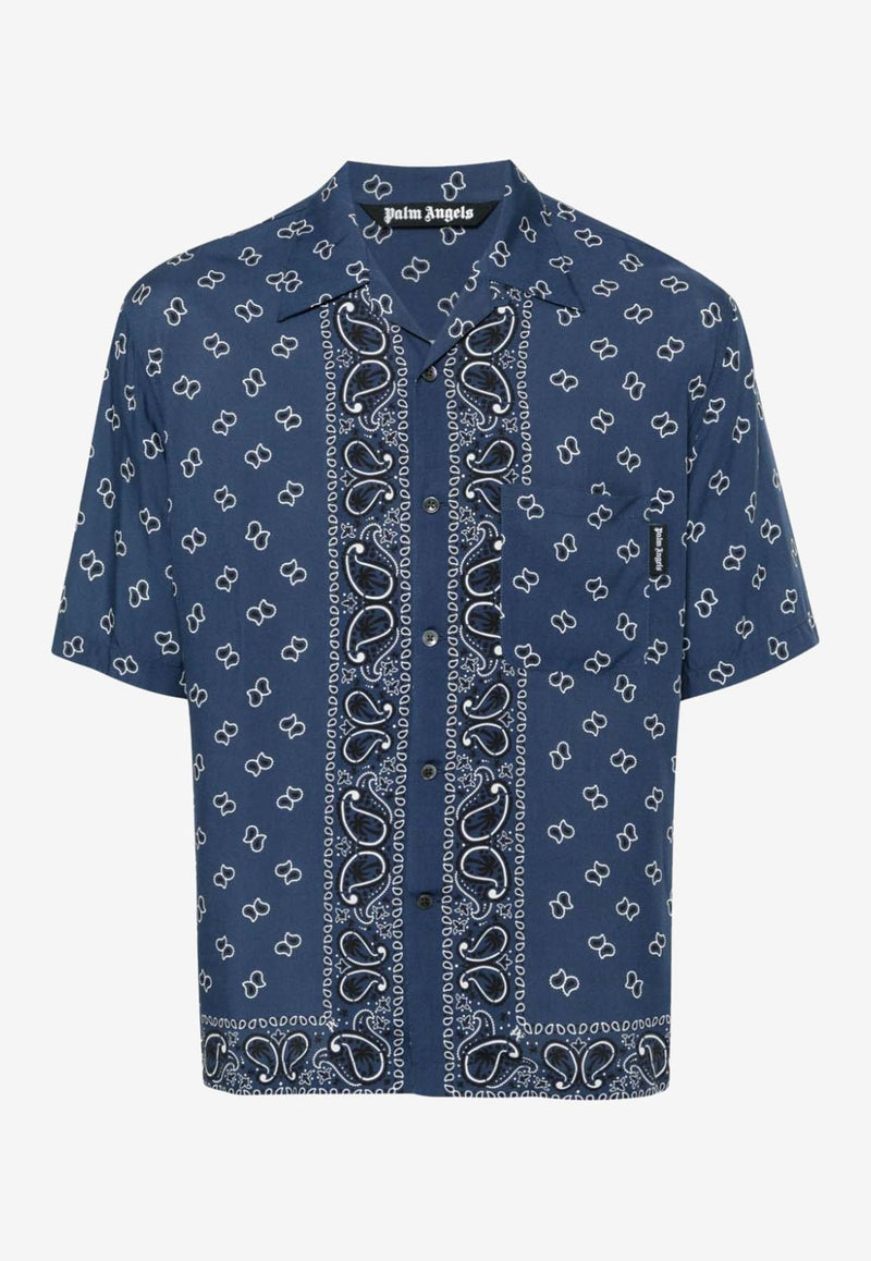 Palm Angels Paisley Print Bowling Shirt Navy PMGG005S24FAB006_4646