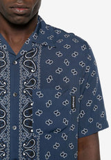 Palm Angels Paisley Print Bowling Shirt Navy PMGG005S24FAB006_4646