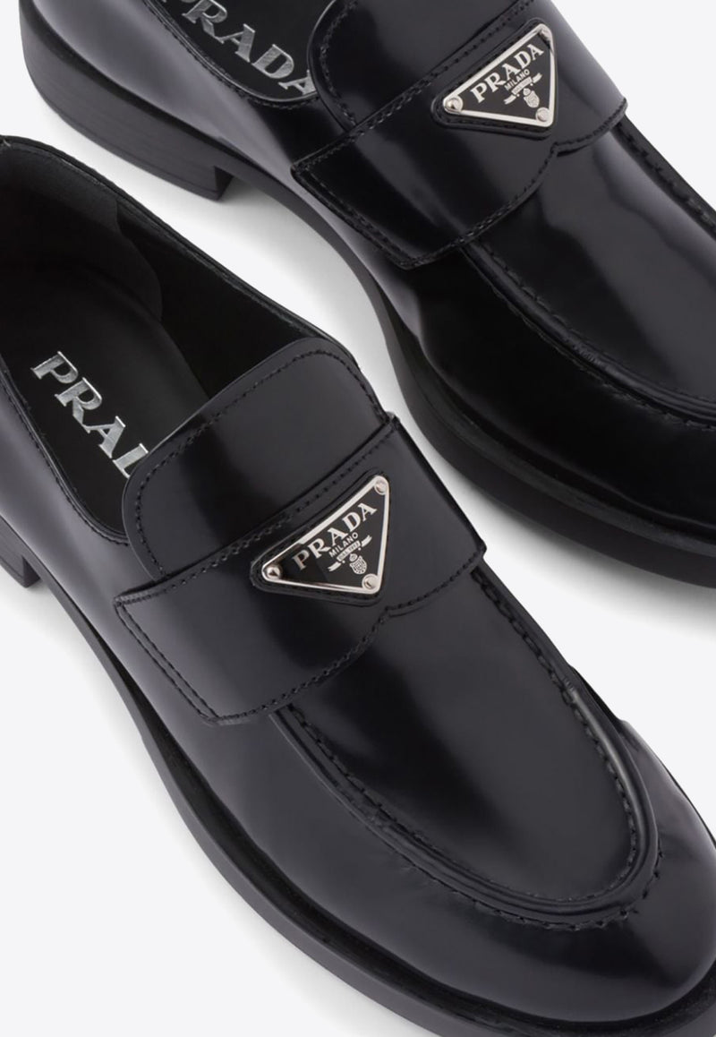Prada Triangle Logo Leather Loafers Black 1D329NF025055_F0002