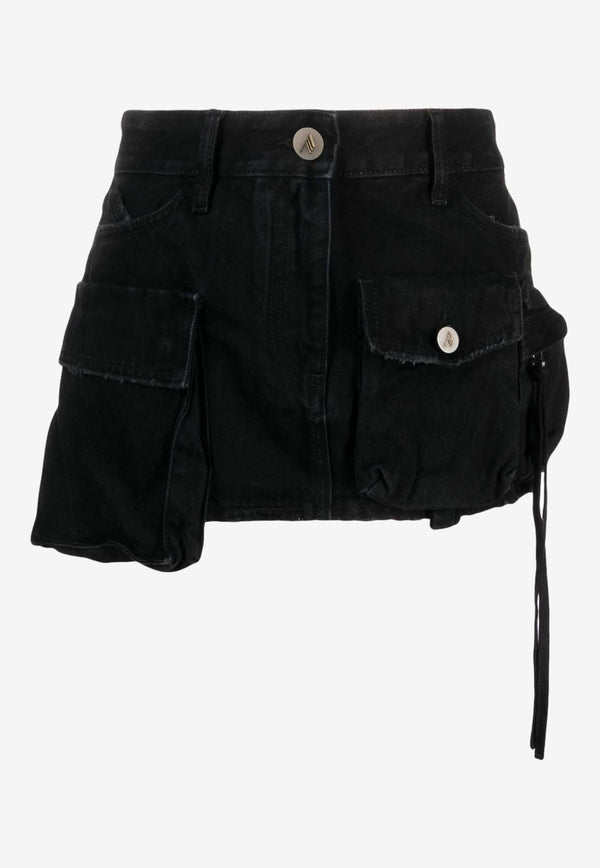 The Attico Fay Mini Cargo Denim Skirt Black 241WCS136D066_100