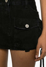 The Attico Fay Mini Cargo Denim Skirt Black 241WCS136D066_100