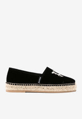 Palm Angels Logo Embroidered Velvet Espadrilles Black PWIB004R24FAB001_1000