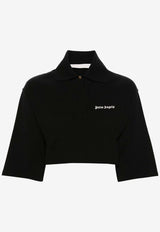 Palm Angels Logo Print Cropped Polo T-shirt Black PWGB012S24FAB003_1003
