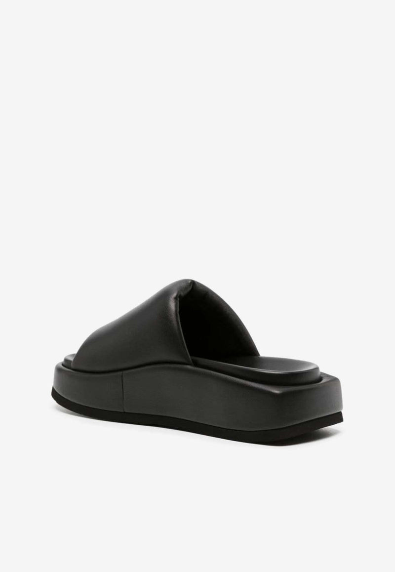 The Attico Mia Calf Leather Flatform Sandals Black 242WS796L001_100