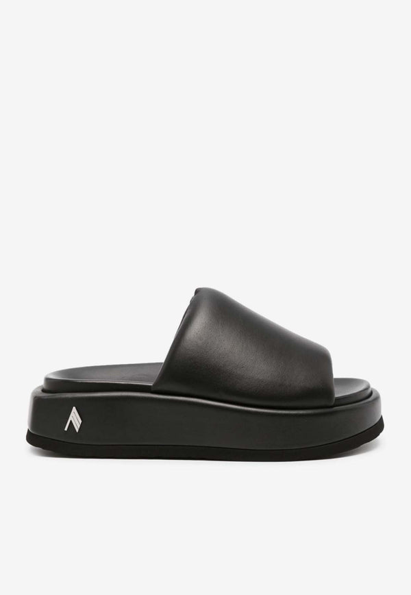 The Attico Mia Calf Leather Flatform Sandals Black 242WS796L001_100