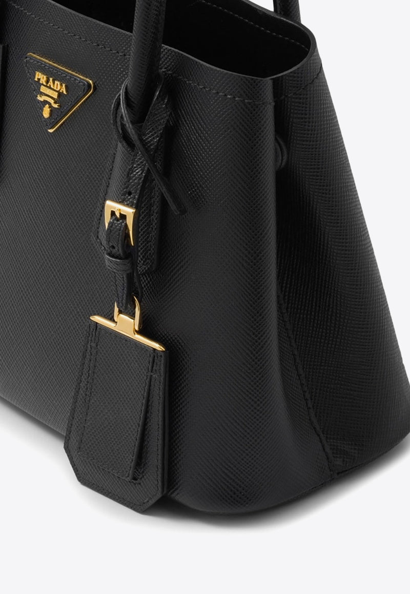 Prada Double Saffiano Leather Logo Tote Bag Black 1BG443VXOO2A4A_F0002
