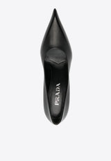 Prada 85 Pointed-Toe Calf Leather Pumps Black 1I484NFA085070_F0002