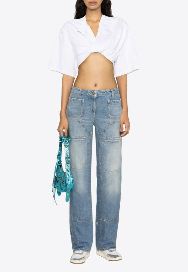 Palm Angels Knee-Panel Faded Jeans Light Blue PWYA034S24DEN001_4040