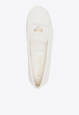 Prada Triangle Logo Grained Leather Loafers White 1DD082F005ATG_F0304