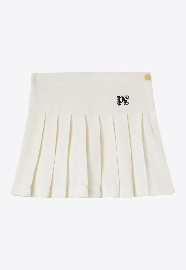Palm Angels Monogram Pleated Mini Skirt Off-white PWCC070S24FAB001_0310
