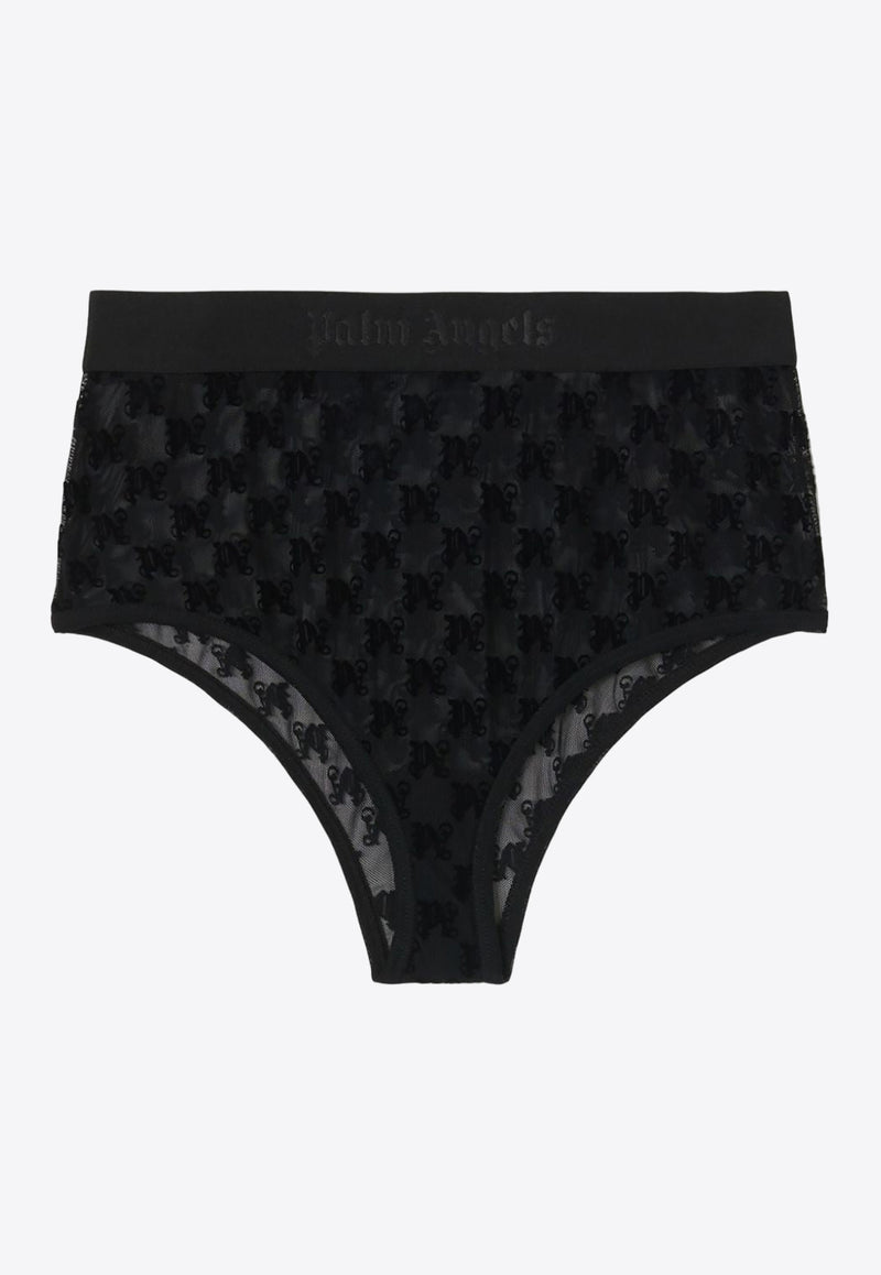 Palm Angels Monogram Jacquard Lace Briefs Black PWUC005S24FAB001_1010