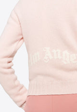 Palm Angels Logo Embroidered Knitted Sweater Pink PWHE051C99KNI001_3001