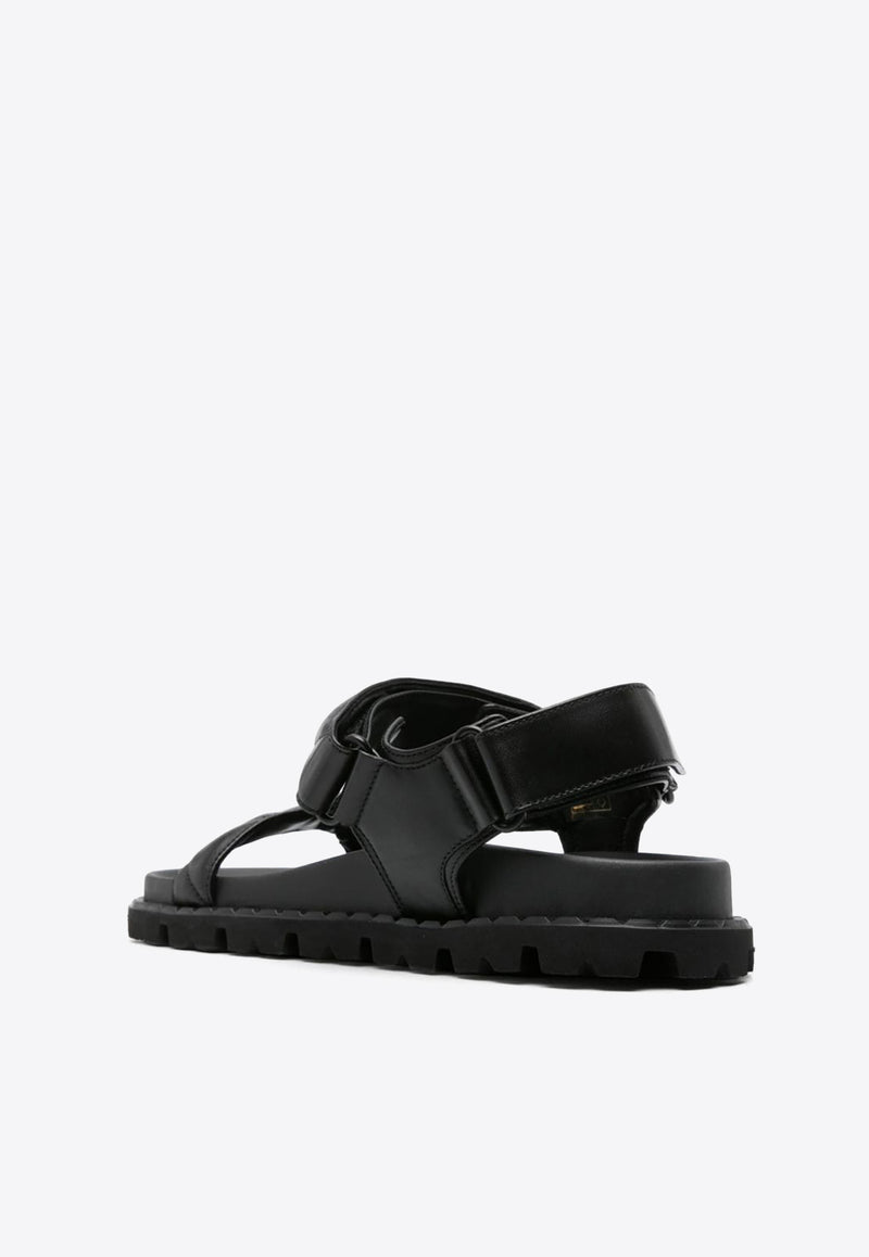 Prada Triangle Logo Quilted Sandals Black 1X433NF020038_F0002