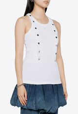 The Attico Strap Detail Ribbed Tank Top White 241WCT229J038_001