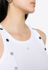 The Attico Strap Detail Ribbed Tank Top White 241WCT229J038_001