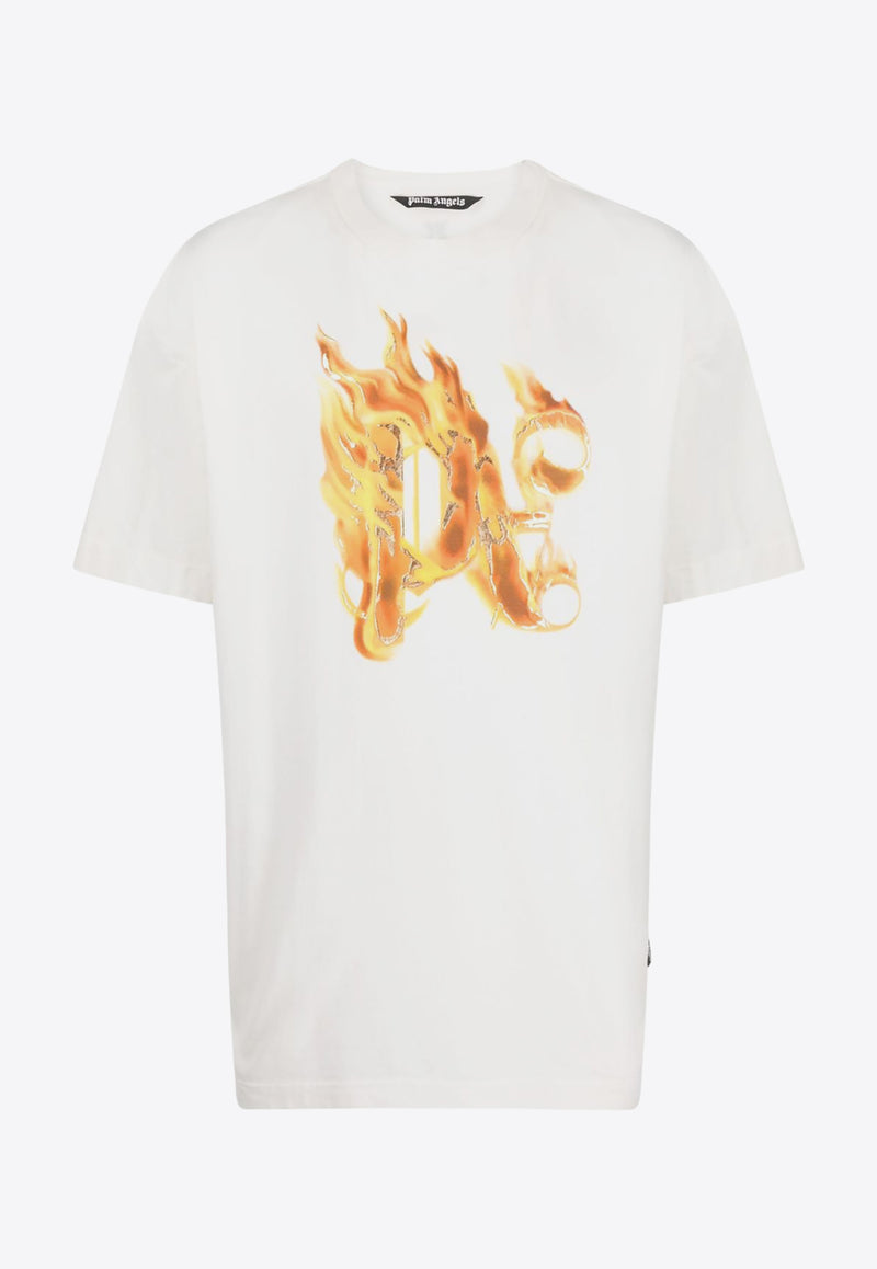 Palm Angels Burning Logo T-shirt White PMAA072R24JER001_0376