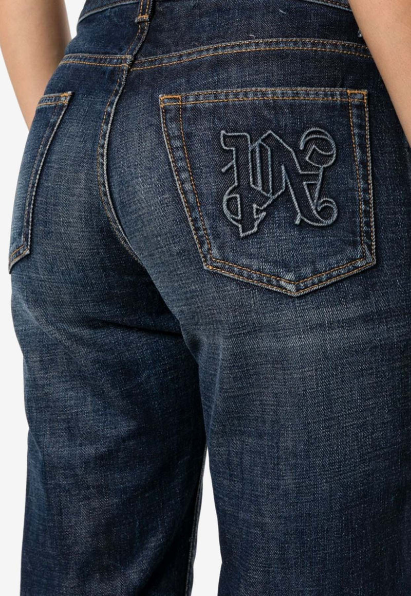 Palm Angels Monogram Patch Straight-Leg Jeans Denim PWVH003S24FAB002_1003