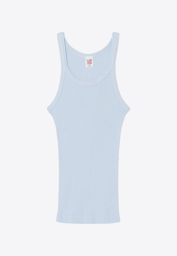 Re/done Ribbed Tank Top Light Blue R2402WRIBTNKD_BABY BLUE