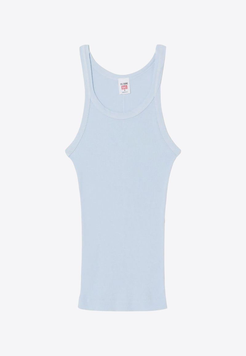 Re/done Ribbed Tank Top Light Blue R2402WRIBTNKD_BABY BLUE