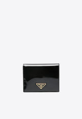 Prada Triangle Logo Patent Leather Wallet Black 1MV204069_F03KJ
