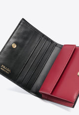 Prada Triangle Logo Patent Leather Wallet Black 1MV204069_F03KJ