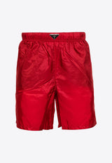 Prada Enamel-Logo Swim Shorts Red UB372SOOO1WQ9_F0011