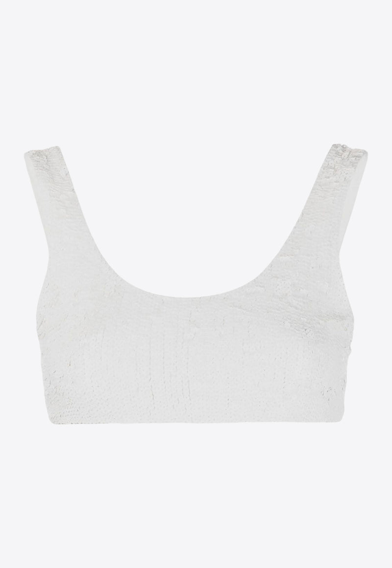 P.A.R.O.S.H Sequined Cropped Top White D311518GARBO24_002